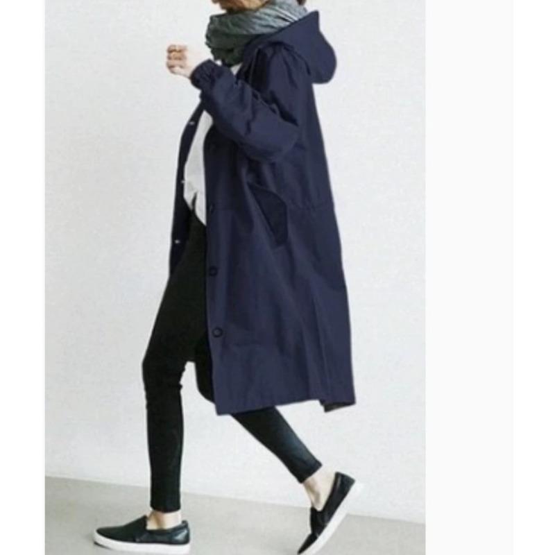 Women's Fashion Casual Solid Color Print Autumn Winter Long Sleeve Hooded Jackets & Coats