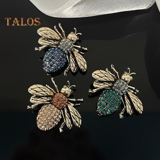 Unisex Brooch Bee Shape Alloy Rhinestone Decor Anti-slip Bag Coat Collar Hat Scarf Decoration Clothes Pin Party Prom Garment Jewelry