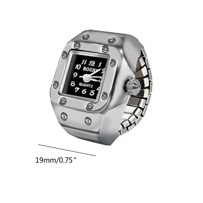 Vintage Punk Finger Watch Ring Mini Alloy Watches Couple Rings Jewelry Clock Retro Roman Quartz Watch Rings Women Men