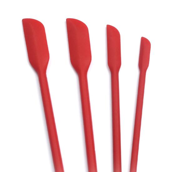 4Pcs/Set Silicone Spatula Soft Flexible Portable Long Handle  Small Scraper Kitchen Gadget