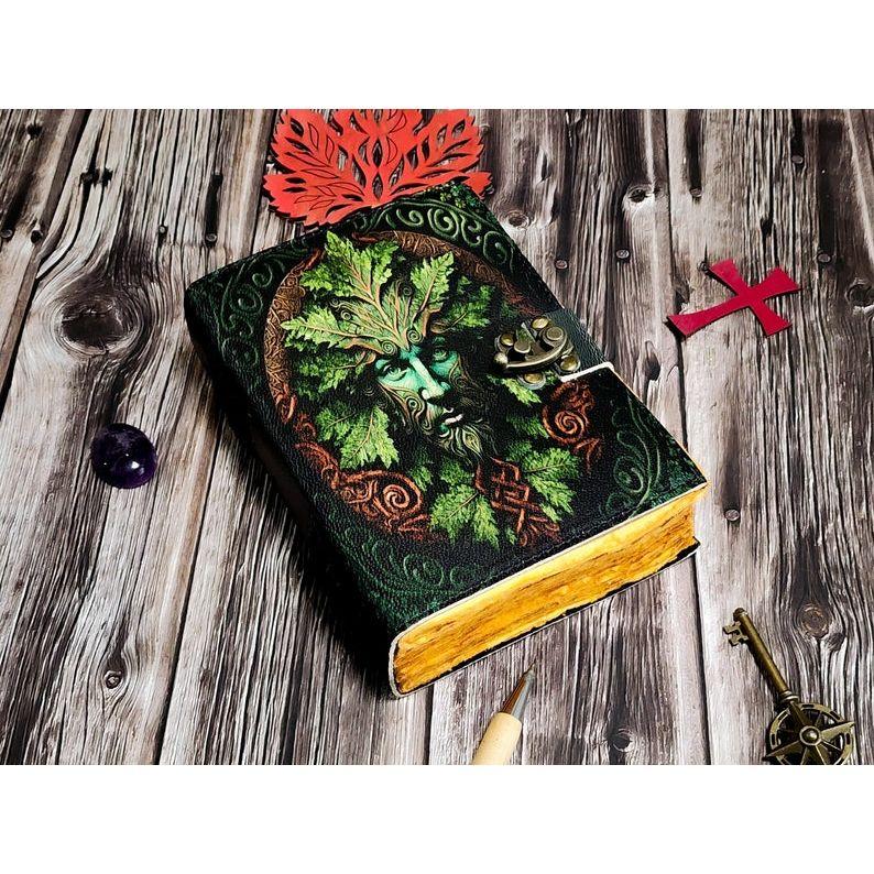 Handmade Leather Journal Tree of Life Journal Diary | Green 7/5 Tree of Life Notebook | Writing Leather Notebook Antiq Notpad Book