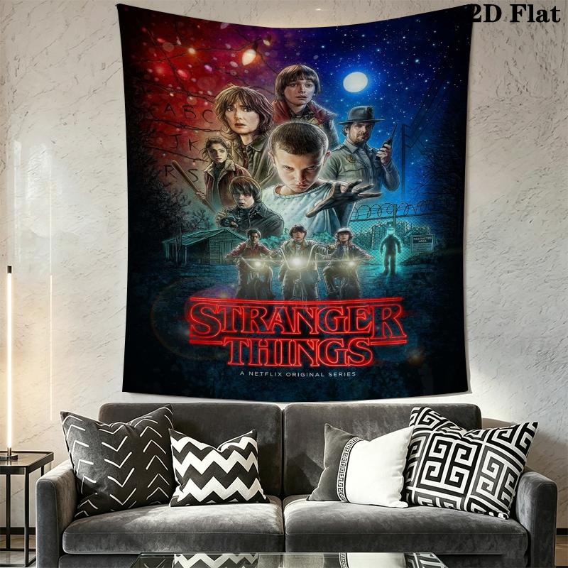 Stranger Things Wall Tapestry Aesthetic Wall Hanging Printed Fabric Blanket Decorative Tapestries for Bedroom Living Room Home Decor
