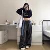 Women's Retro High-Waist Cargo Sweatpants - Three-Stripe, Wide-Leg, Casual Sportswear for Spring & Autumn