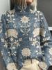 New Christmas abstract print casual cape jacket cardigan thick needle sweater
