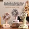 USB Rechargeable Mini Desktop Fan Handheld Vintage Table Fan Quiet Cooling Fan  for Table Use