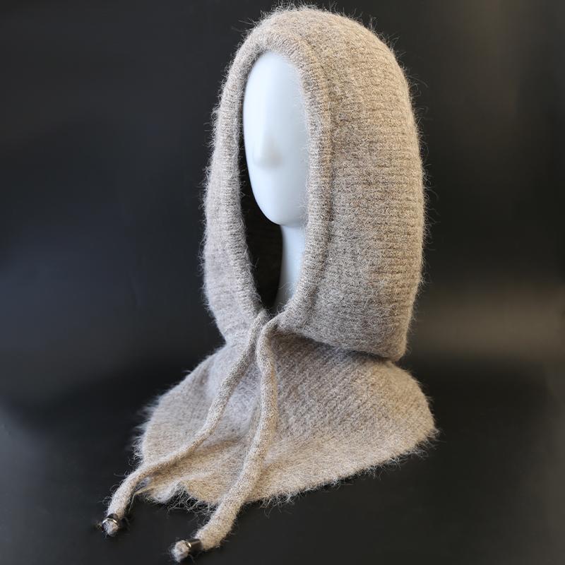 Winter Balaclava Hat Scarf for Women Knitted Hooded Caps Outdoor Warm Slouchy   Warm Skiing Hat Outdoor Ear Protection Beanies