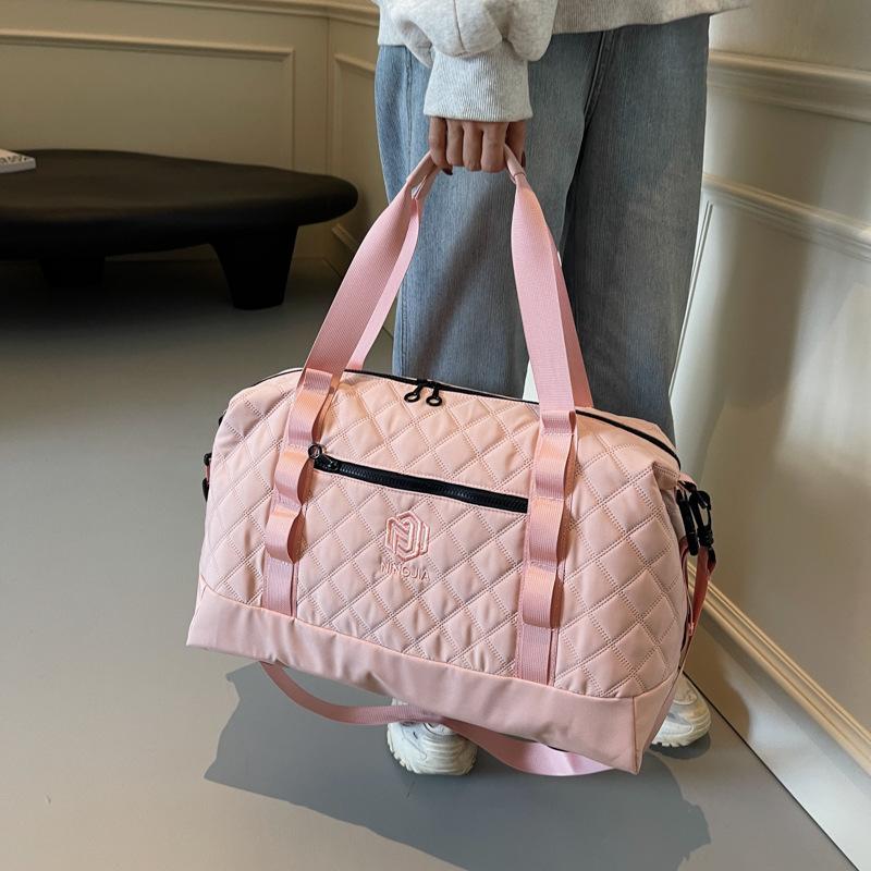 Rhombus Fitness Bag Portable Yoga Bag Women's Dry and Wet Separation Waterproof Large Capacity Luggage Bag Short-haul Travel Bag