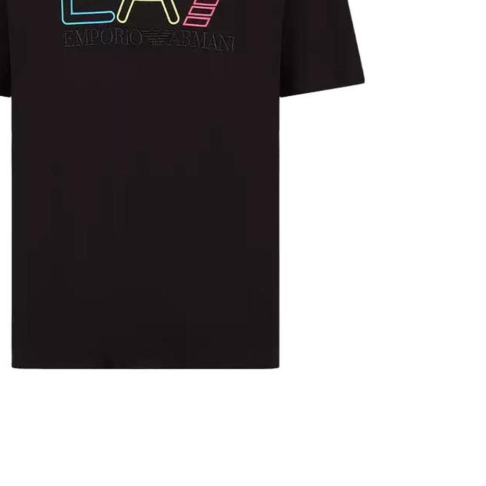 Emporio Armani EA7 Letter Logo Printed Crew Neck Short Sleeve T-Shirt Unisex Tops Black 3RUT02-PJ02Z-1200
