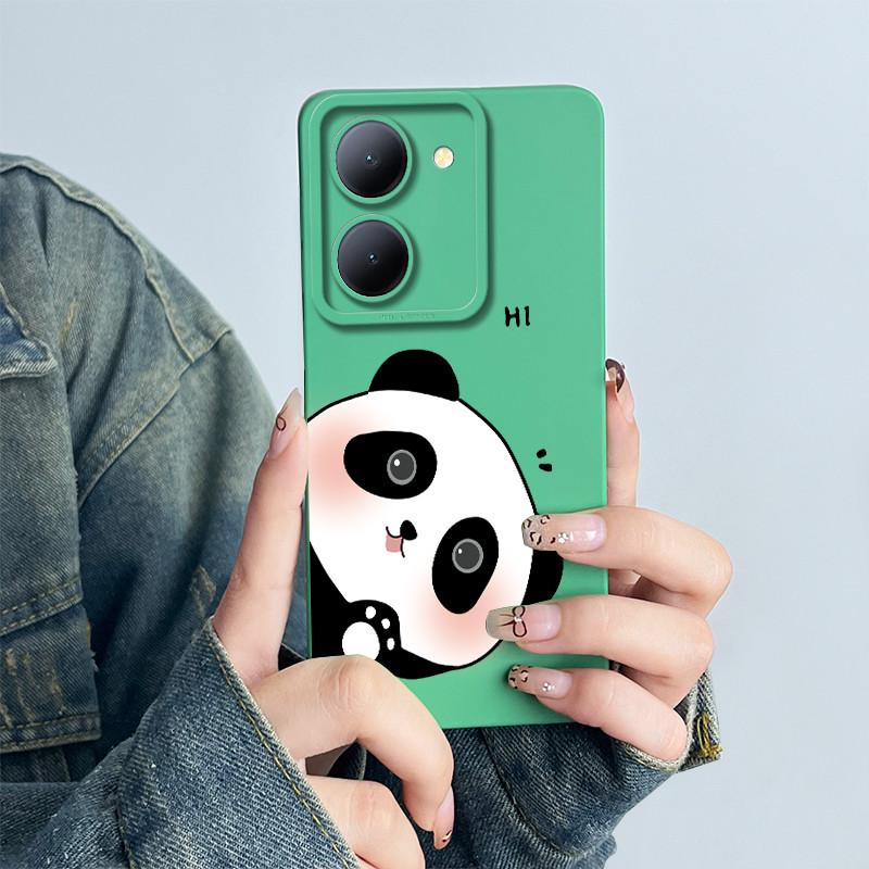 For Vivo Y36 5G Phone Case V2248 Funda Soft Silicone Cute Panda Flower Boys Girls Shell Cartoon Back Cover Protective Casing