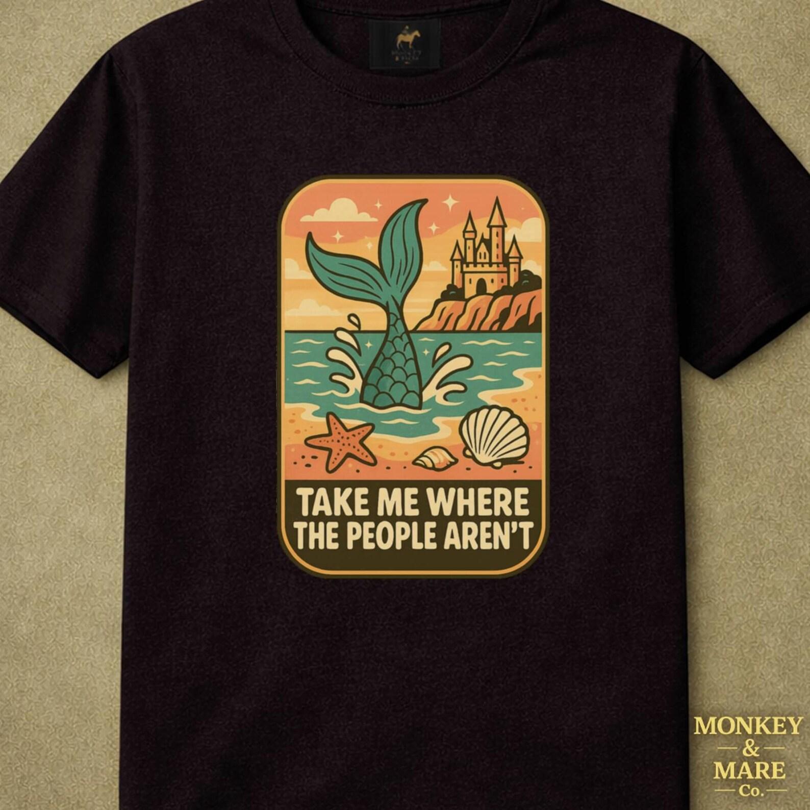 Mermaid Beach Escape Shirt, Take Me Where The People Arent, Introvert Ocean Humor Tee S