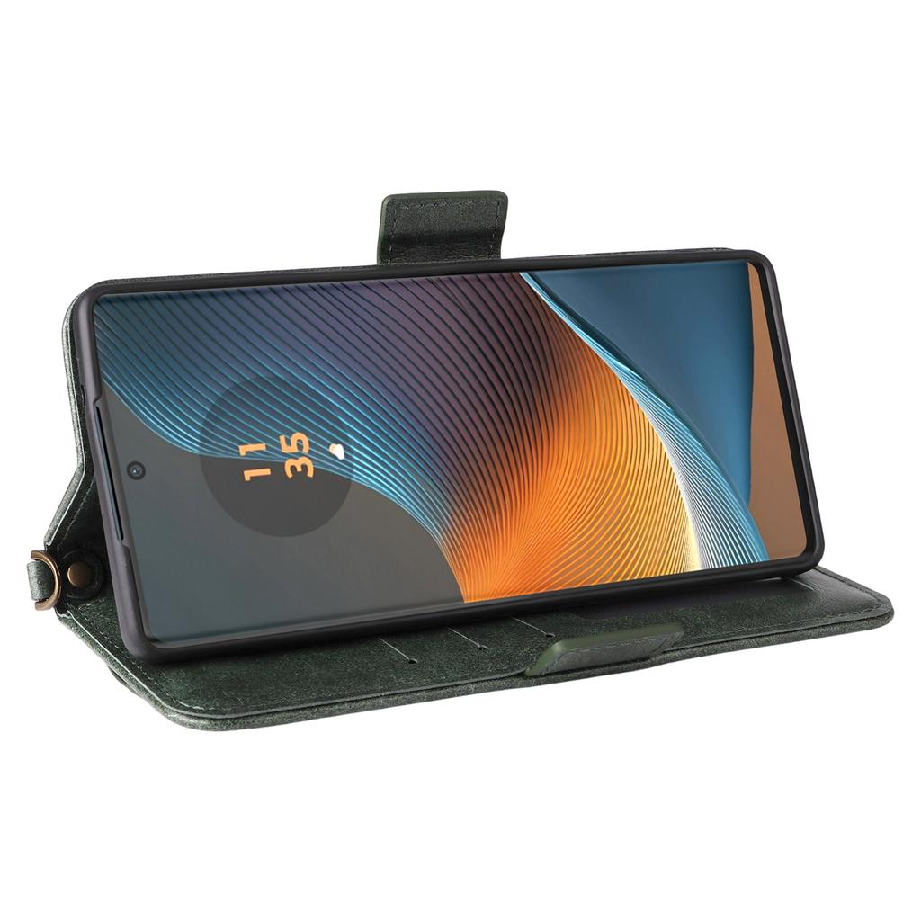 Etui skórzane dla Motorola Edge 50 Fusion 5G z magnetycznym zamknięciem, portfelem, podstawką i paskiem crossbody