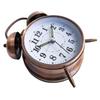 4" Retro Red Copper & Gold Metal Bell Alarm Clock with Silent Luminous Hands