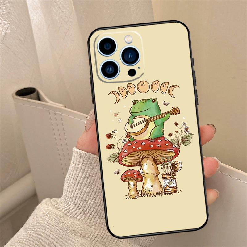 Aesthetic Frog Phone Case For iPhone 17 16 15 13 11 12 14 Pro Max mini 15 16 Plus 16e 17 Air Cover Coque