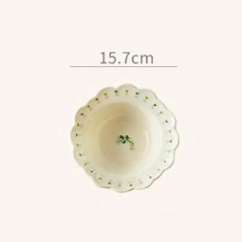 Chinese Style Small Flowers Ceramic Plate Home Outdoor Party Fruit Dessert Plates Exquisite Breakfast Sandwich Plate Yogurt Bowl
