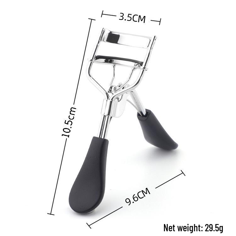 Ultra-Wide Black Eyelash Curler - Long-Lasting Setting Tool In Silver
