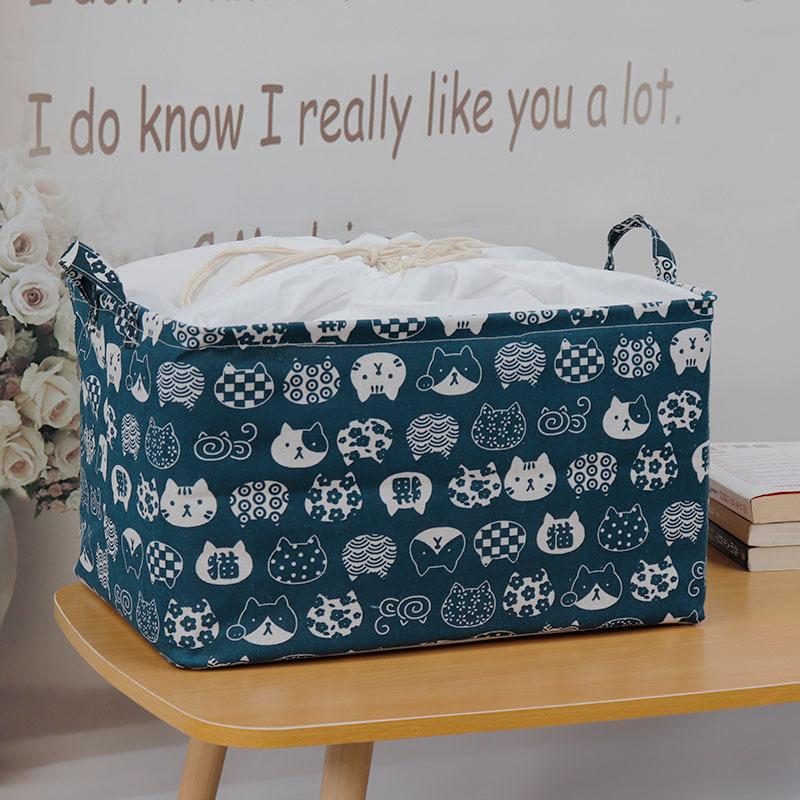 Großer Stoff-Aufbewahrungskorb mit Kordelzug, feuchtigkeitsbeständig, faltbar, Kleider- und Decken-Organizer-Box, Kordelzug, faltbarer Kleiderschrank, Aufräumtasche