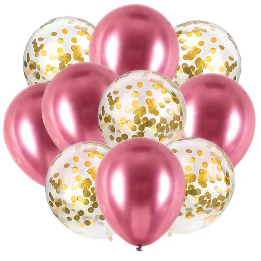 10PCS Gold Silver Metal Latex Confetti Balloons Wedding New year Birthday Party Decorations Matte Globos