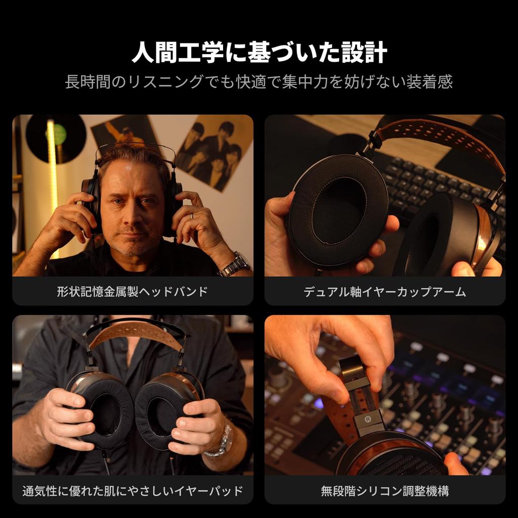 Fosi Audio I5 Planar Magnetic 97mm Walnut Studio Japanese Instruction Manual Open-Back Headphones, Extra-Large Diaphragm, CNC-Machine-Made Metal,