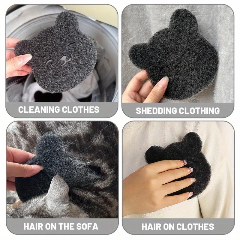4PCS 2 In 1 Hair Remover Bear Shape Laundry Ball Washing Machine Lint Catcher Reusable Clothes Sofa Hair Cleaning Sponge