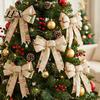 Tiered Bows for Garland Christmas Wreath, Merry Craft Bow Ornaments, Winter Tree Festive Home Decor Accessories Decoration Holiday Tree, Front