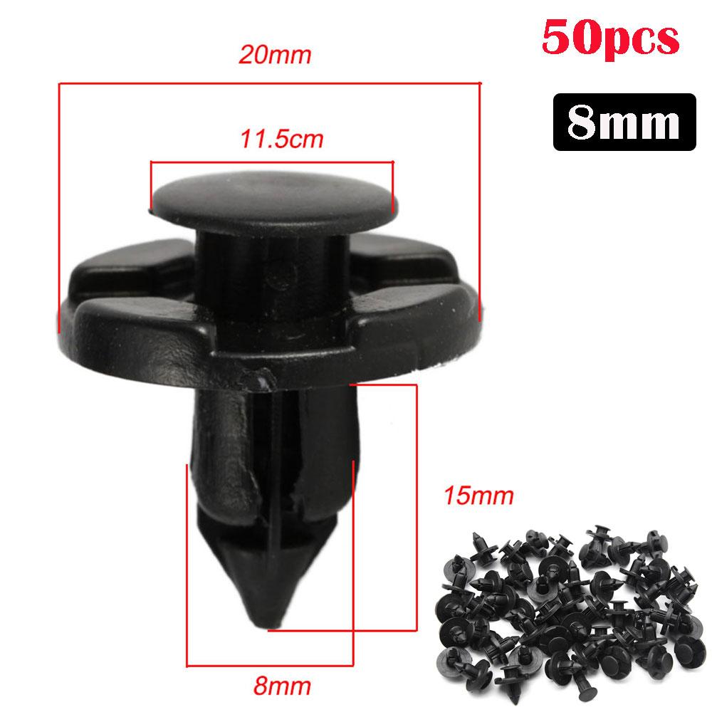 50pcs 8mm Auto Fasteners Rivets Clips Car Bumper Door Panel Fender Liner Clips Retainer for Nissan Car Trim Clips Grills Clips