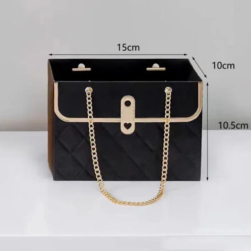 

1 шт./набор ручная сумка, пакет для упаковки цветов, прямоугольный подарочный пакет, креативный букет, маленькая упаковка-саше чёрный