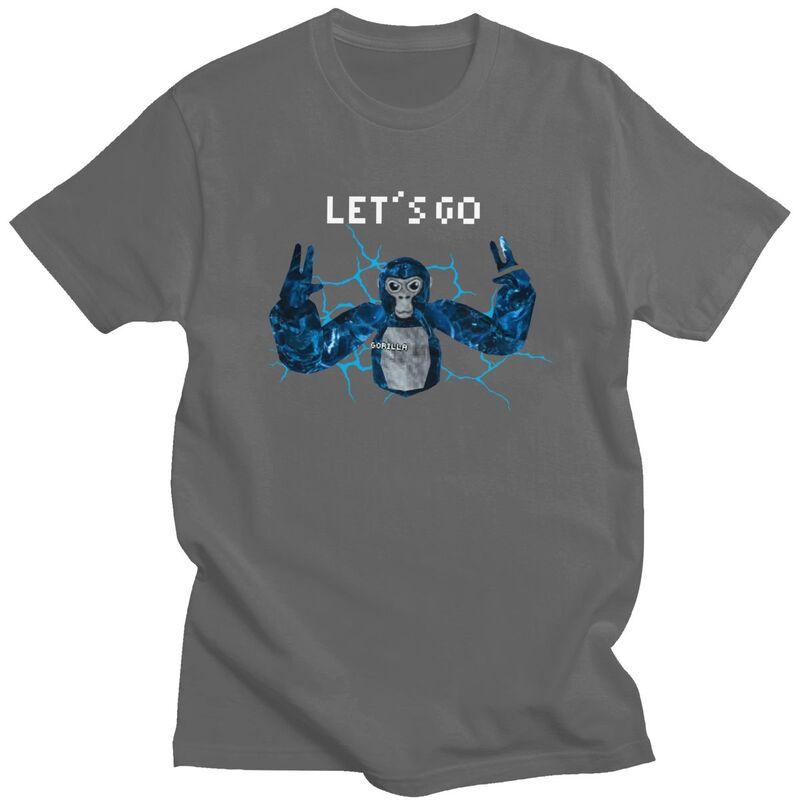 Male Lets Go Gorilla Gamer Meme T Shirt Round Neck Pure Cotton Short Sleeve TShirt Novelty Loose Oversized Summer Tyle Clothes