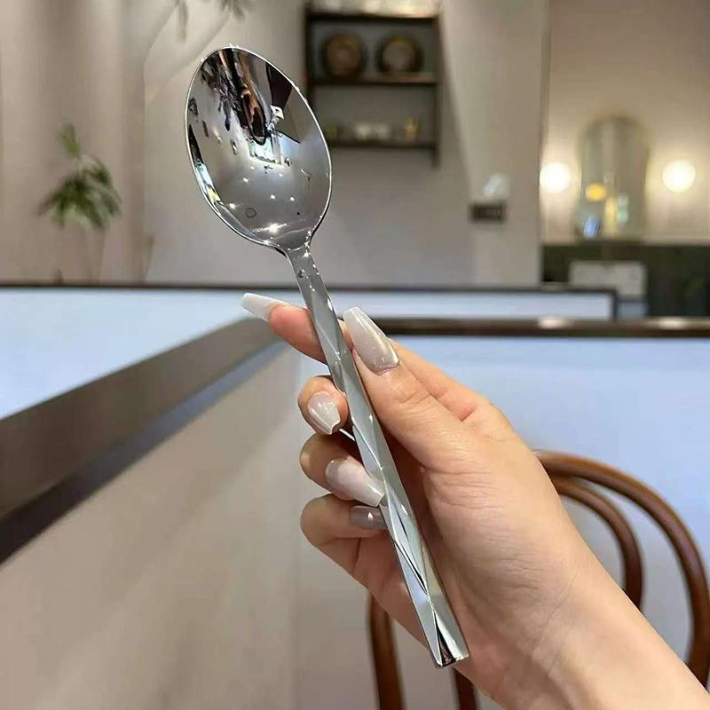 

Круглая ложка из нержавеющей стали, сетка, красная, золотистая, для ужина, с длинной ручкой, десертные ложки для перемешивания, кухонные аксессуары, гаджеты