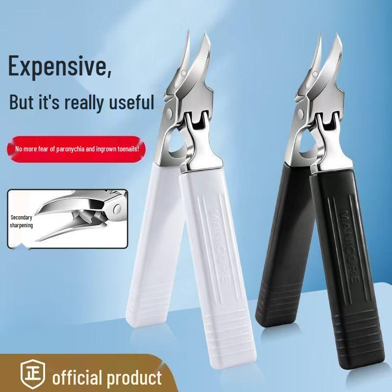 High-Grade Anti-Splash Angled Nail Clippers Set - Large Opening, Three-Piece for Grooved Nails