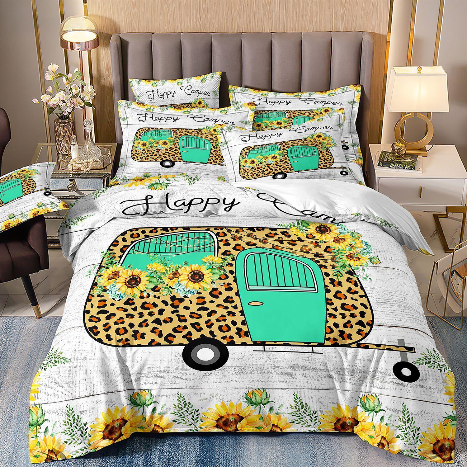 

Комплект постельного белья Happy Camping Queen, пододеяльник из микрофибры Rustic Farm Camping Lovers с 2 наволочками 90X200cm 2PCS