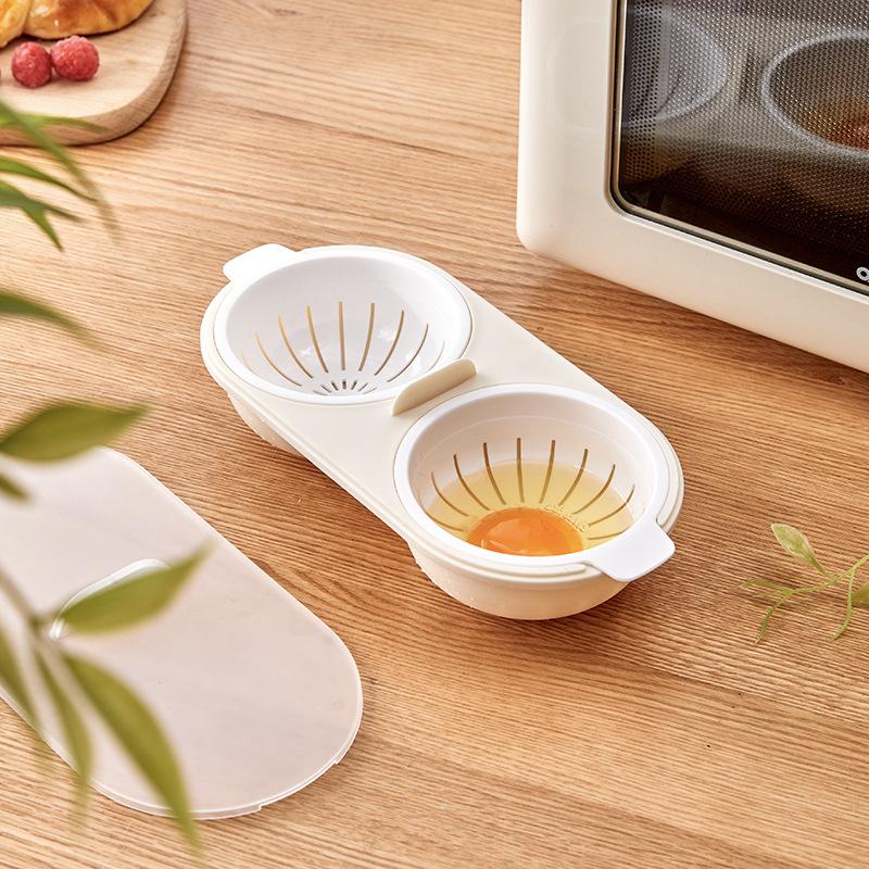 Microwave Eggs Poacher,Double-Cup Egg Boiler,Kitchen Gadget, Hot Spring Egg Mold ,Cooking Tools,Clear Water Lotus Egg Maker