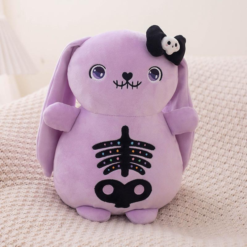 Purple Black Skull Rabbit Plush Toy Stuffed Animal Doll Bedroom Decoration Gift