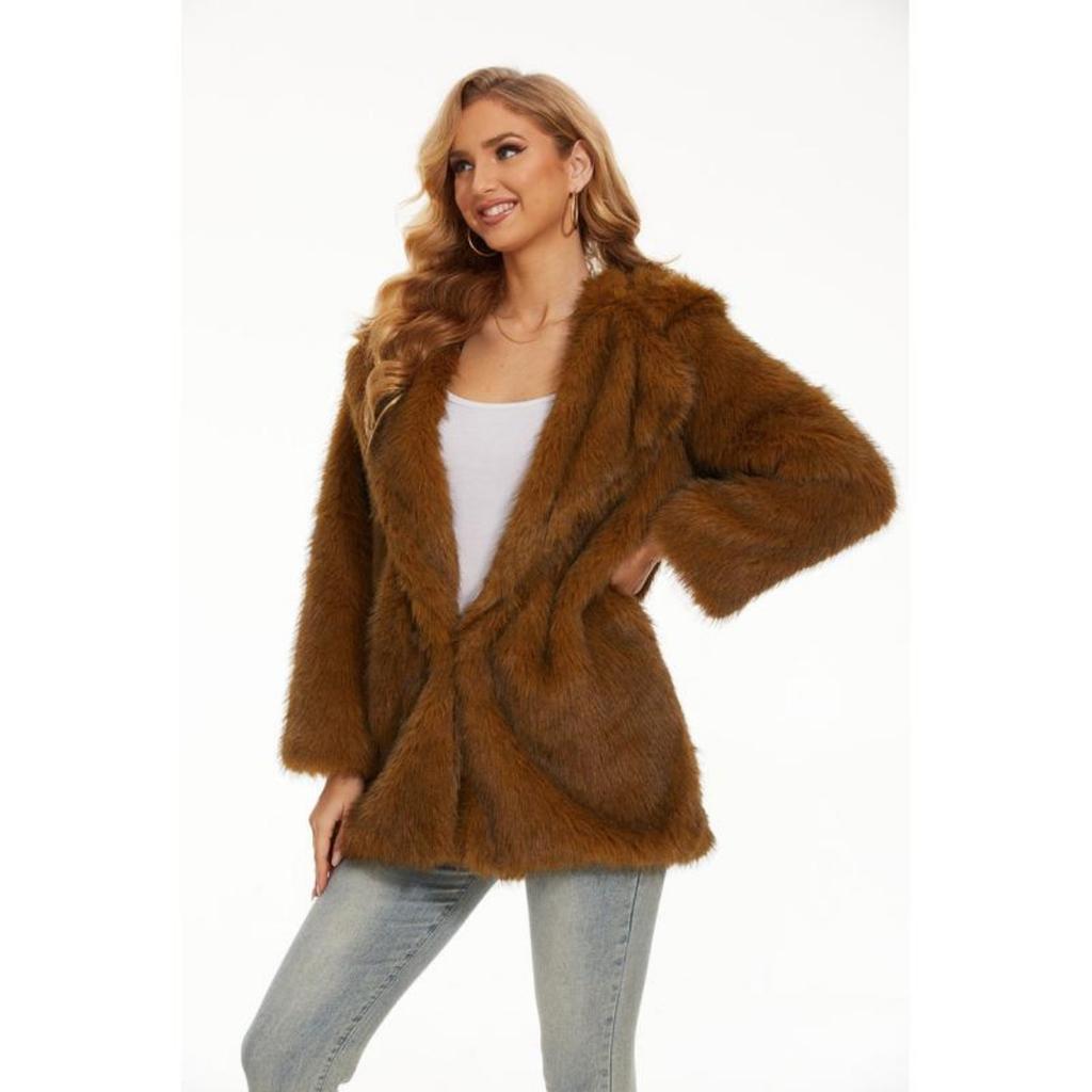 Autumn And Winter Fashionable Faux Fur Hooded Coat Mid-length Women's Coat Warm Top