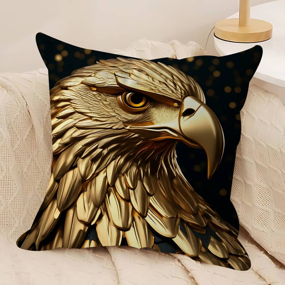 Black Gold Eagle Lion Pillow Case Removable Washable Cushion Cover – All-Season Soft Linen