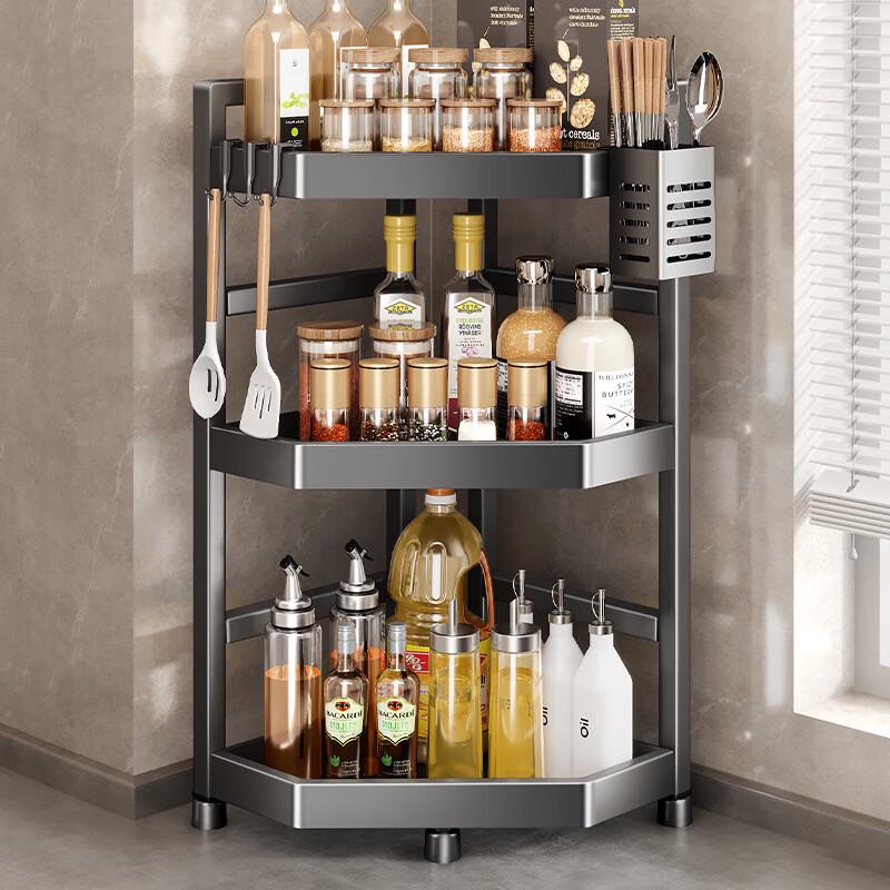 Gunmetal Stainless Steel Kitchen Corner Shelf