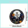 Halloween-Thema Burg Kürbis Spinne Totenkopf Muster Runder Acryl-Anhänger Für Halloween-Dekoration