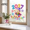 Decorative Glass Film Chinese New Year Window Stickers 2027 Goat Static Clings Reusable Winter Theme Decals Crochet Knit Lamb Decals