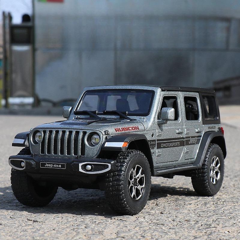 1:22 Jeep Wrangler Rubicon Off-Road vehicle Diecast Metal Alloy Model car Pull Back Sound Light Car Children Gift Collection