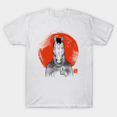 T Shirt Women Bojack Sumi E Harajuku Print Kawaii Tshirt Summer Short Sleeve Female T-Shirt Top Tee