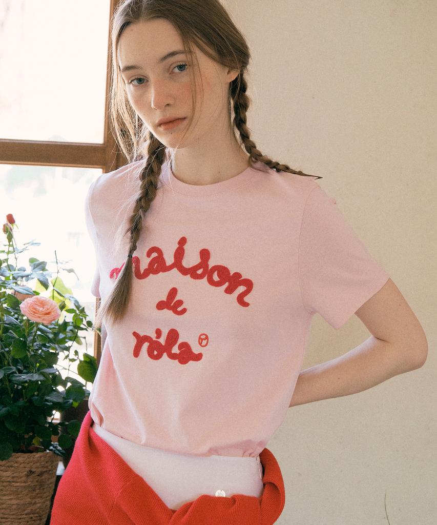 ROLAROLA Maison De Rola Embroidery T-Shirt Pink
