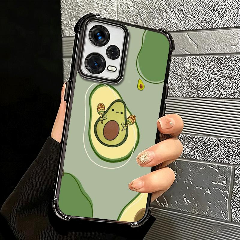 Cartoon Cute Avocado Plating Phone Case For Xiaomi Redmi Note 14 15 Pro Plus 13 12 11 11S 11T 10 9S 9 5G Anti-Fall Airabag Cover