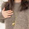 Fashion Pearl Chain Metal Horse Necklace Animal Pony Pendant Long Sweater Chain Pendant Necklace Jewelry Accessories Gifts