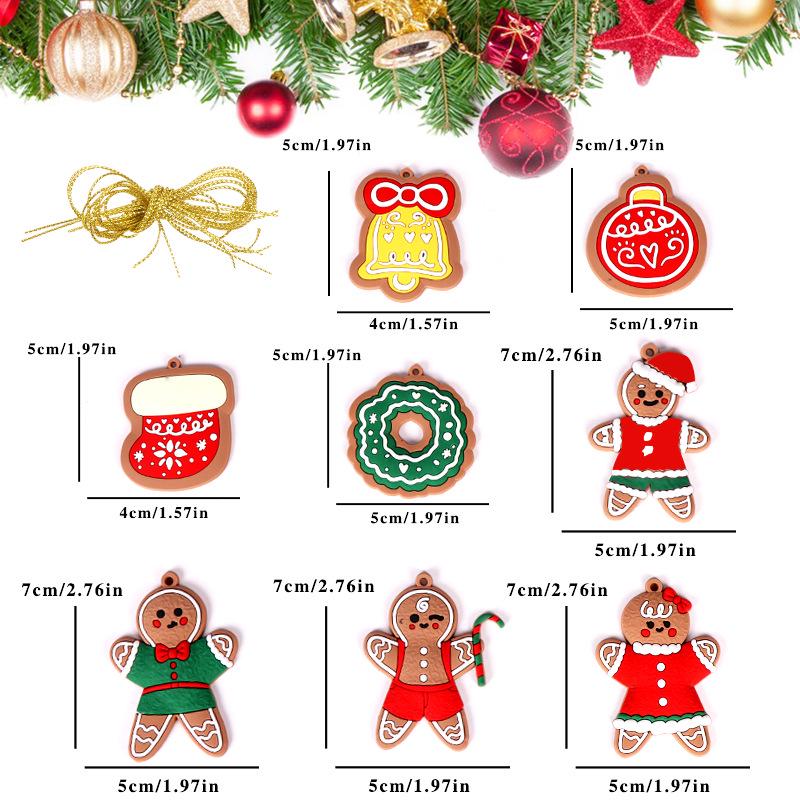 Cross-Border PVC Gingerbread House Ornaments - Soft Rubber Hanging Decorations for Christmas Trees & Scenes