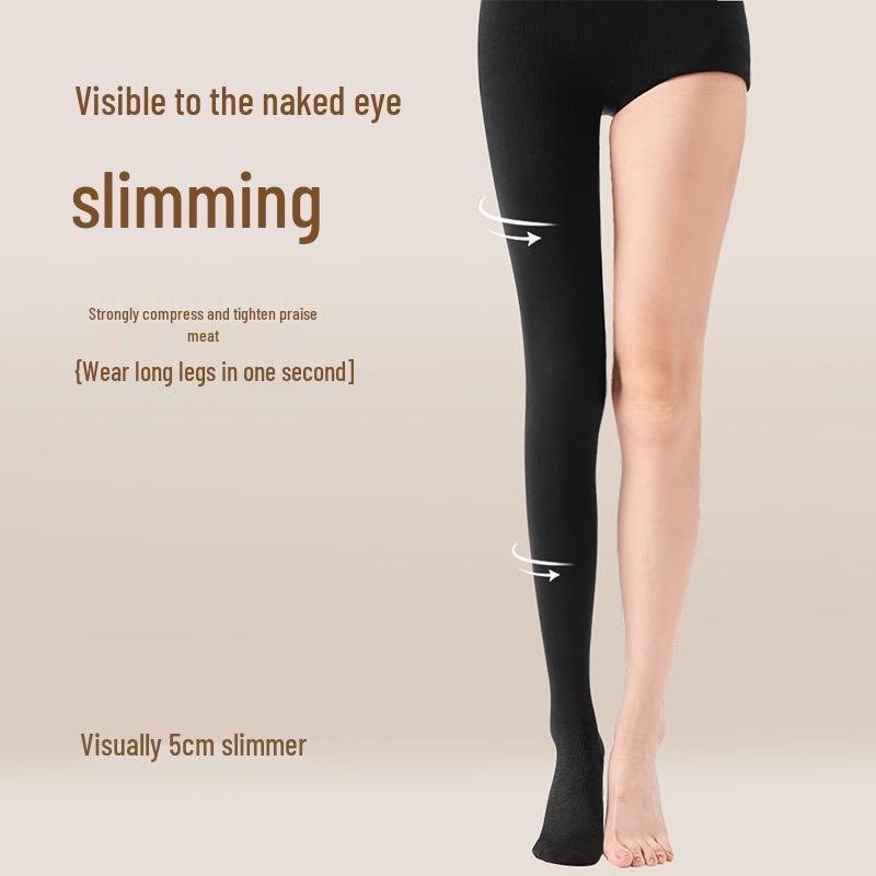 Graue Koreanischer Stil Vertikal Gestreifte Schlankmachende Leggings für Damen - Dicke Baumwollstrumpfhosen, Starke Kompression, Herbst/Winter.