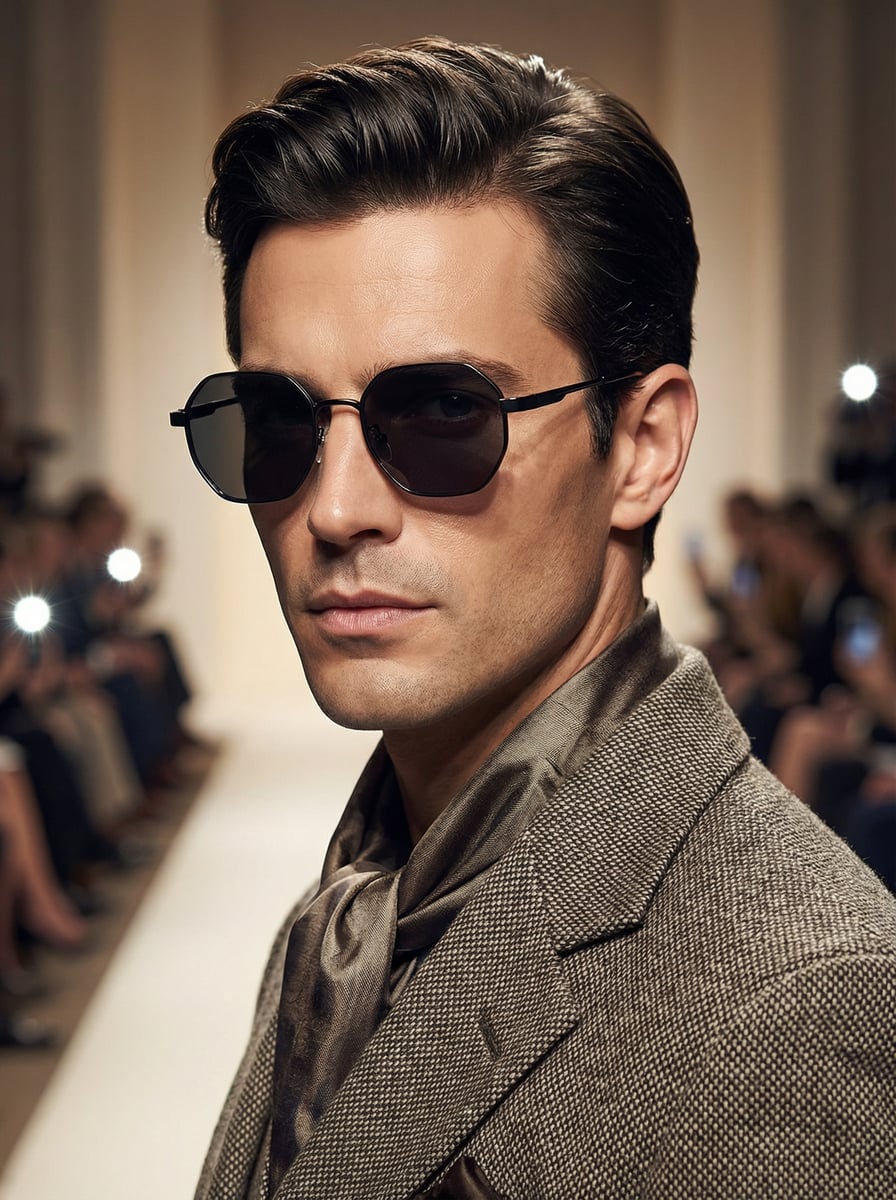 

Metal full-frame geometric polygon glasses, retro and casual fashion style, suitable for daily commuting, outfit photography, ou
