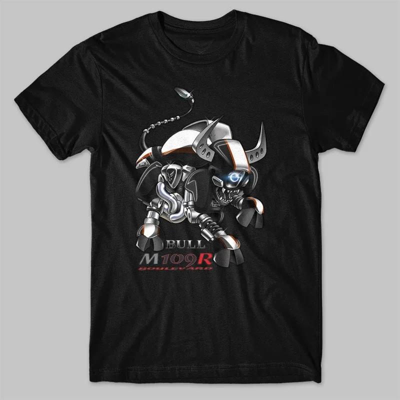 Classic Japanese O-Neck Short Sleeve Casual Mens T-shirt Motorcycle Boulevard M109R Bull Inspired T-Shirt 100% Cotton Size S-5XL