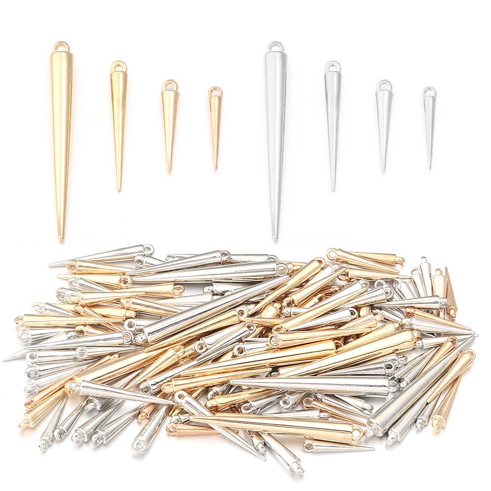 50-200pcs/lot Cone Charms Pendants Plastics CCB Rivet Spike Beads Charms For Women Man Hoop Earring Necklace Jewelry Making