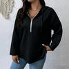 Women's Casual Long Sleeve Hooded Zip Up Top with Pockets Knit Wear