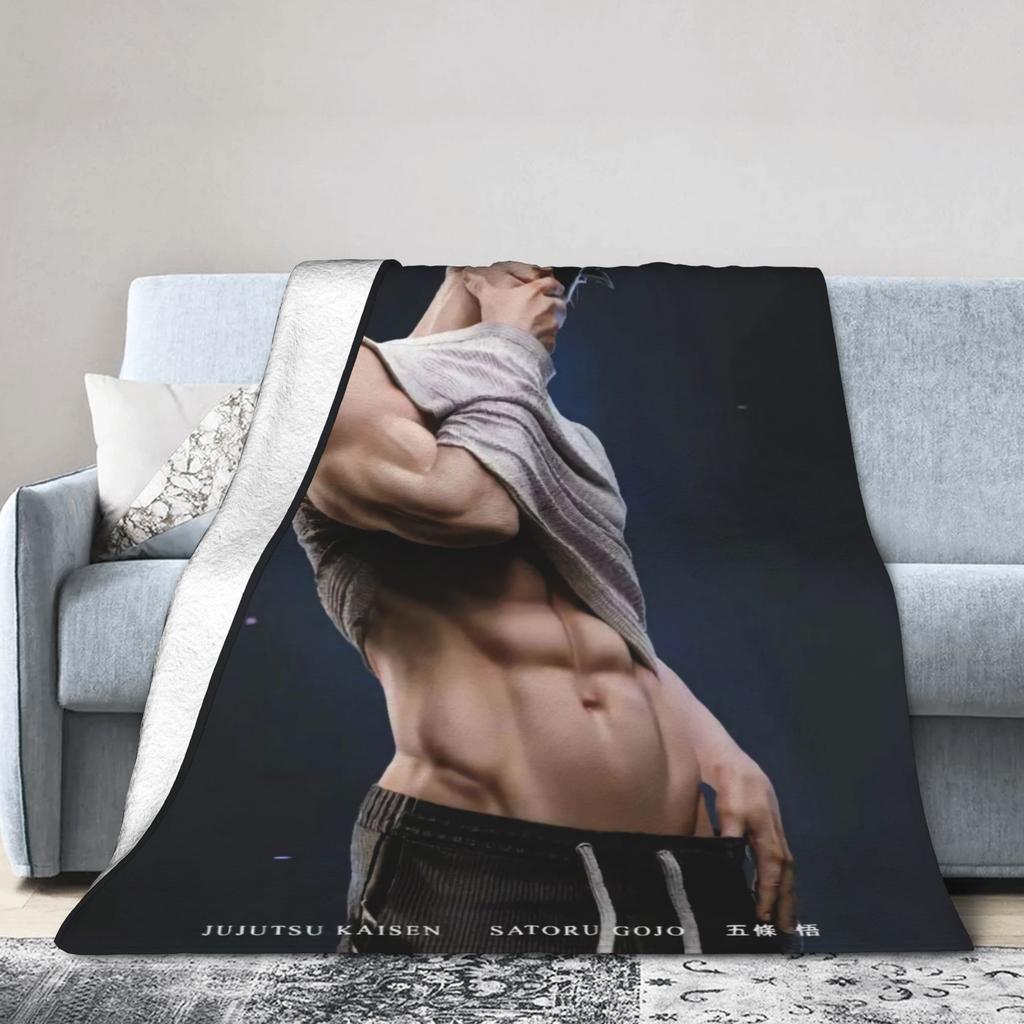Super Soft BlanketKids Travel Gojo Satoru Jujutsu Kaisen Throw Blanket Flannel Bedspread For Couch Chair Sofa Bed Cover