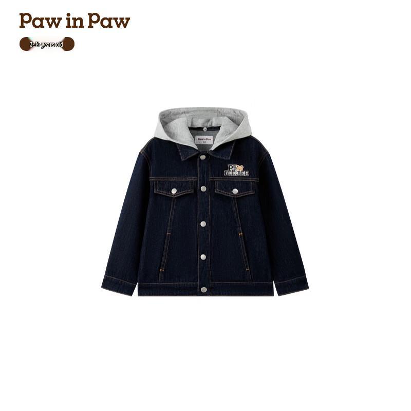 PawinPaw Boys  Cartoon Bear Hooded Denim Jacket 140